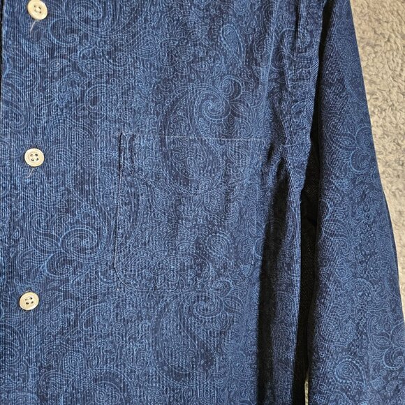 Cremieux Mens Paisley Button-Up Shirt Medium 100% Cotton Blue Long Sleeve - Picture 7 of 13